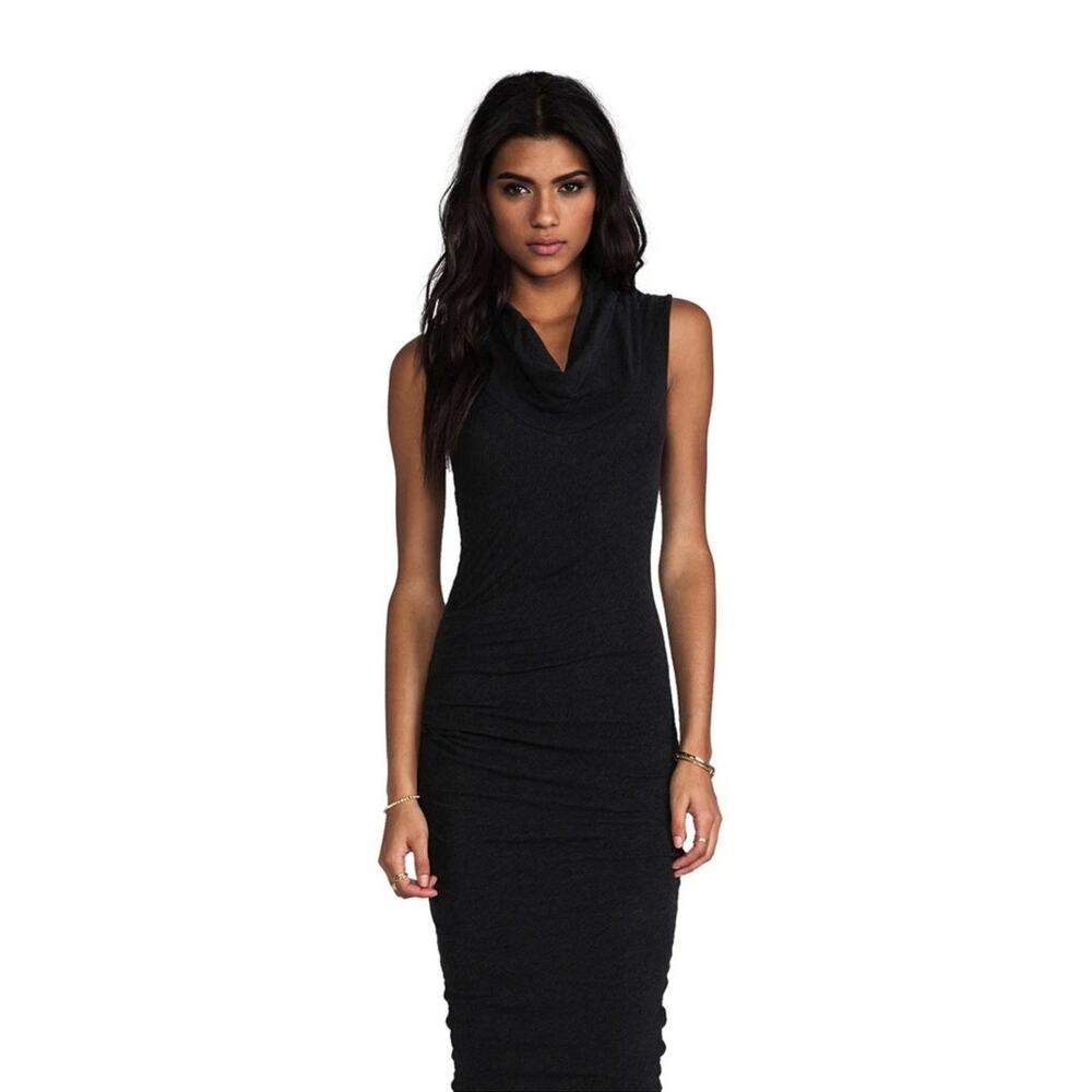 Standard James Perse Cowl Neck Jersey Knit Sleeveless Dress Black Sz XL